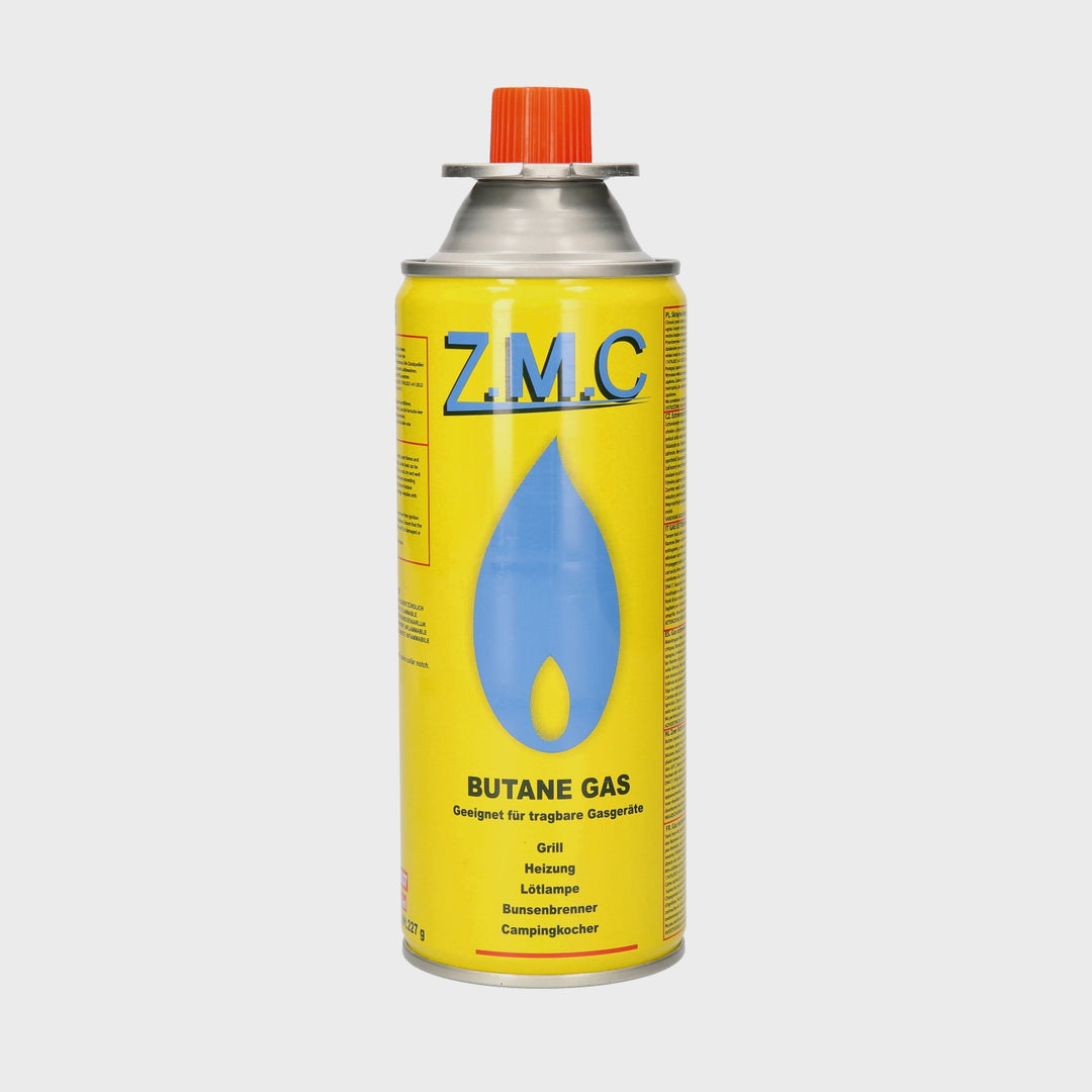 ZMC Butan Gaskartuschen 227g, Typ MSF-1a, Universal Gaskartusche mit Bajonett Anschluss für Campingkocher, Lötbrenner, Gasbrenner, Unkrautbrenner
