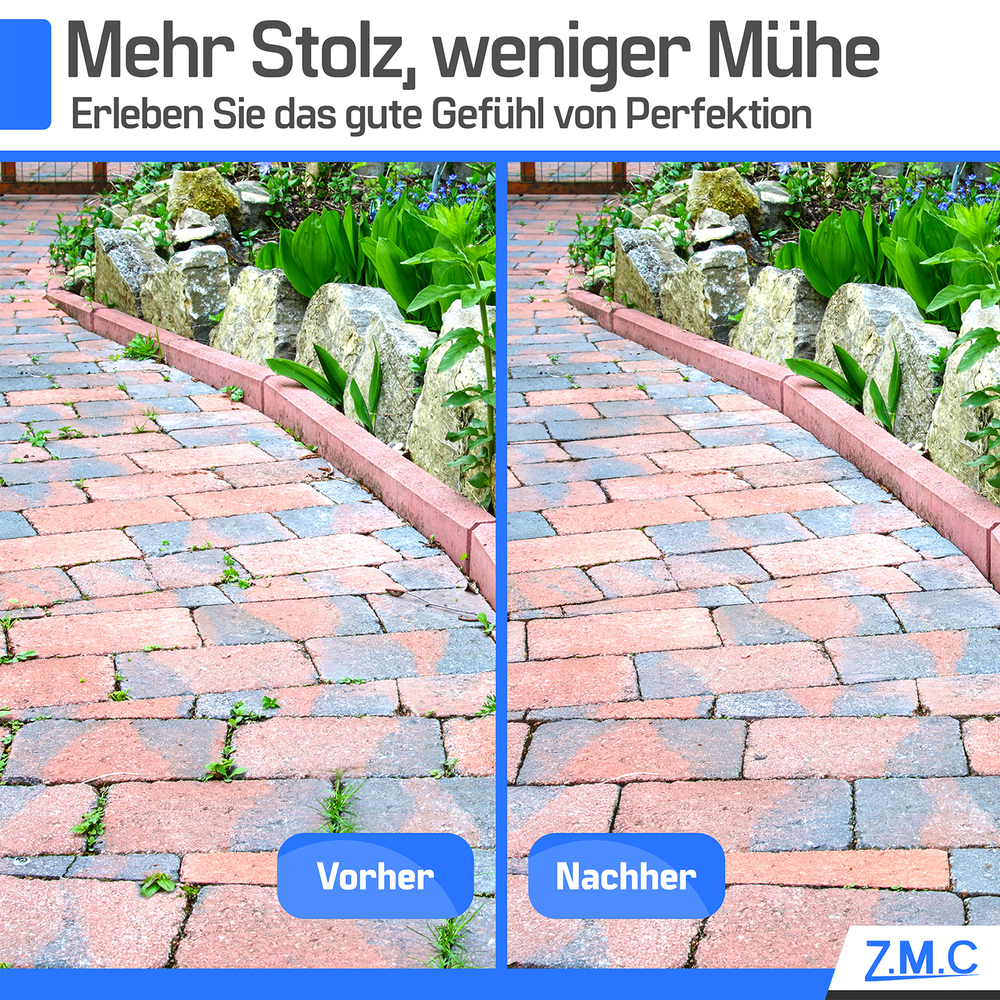 ZMC Unkrautbrenner 2,5 kW, Unkrautvernichter inkl. Gaskartuschen mit Piezo-Zündung, Abflammgerät, Flammenleistung bis 1400 °C, für Garten, Hof und Gehwege