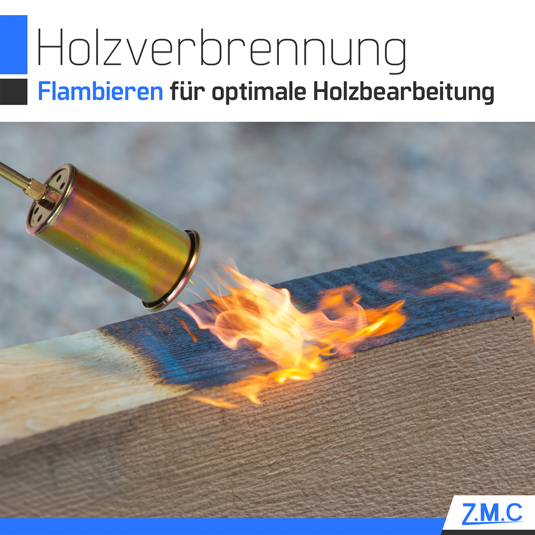 ZMC Unkrautbrenner 1850°C, Abflammgerät mit 60mm Brenndurchmesser, 90cm Rohr, inkl. 5m Schlauch und 2 Konterschlüsseln, Unkrautvernichter ideal für effektive Unkrautbekämpfung