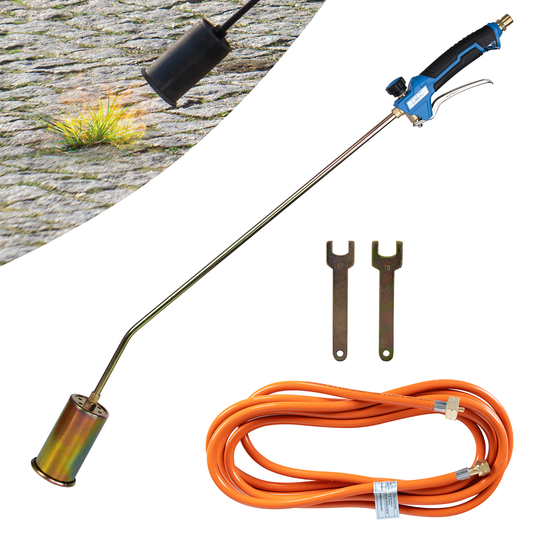 ZMC Unkrautbrenner 1850°C, Abflammgerät mit 60mm Brenndurchmesser, 90cm Rohr, inkl. 5m Schlauch und 2 Konterschlüsseln, Unkrautvernichter ideal für effektive Unkrautbekämpfung